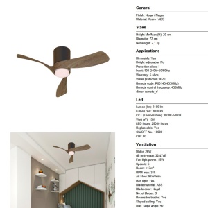 Lustra LED cu Ventilator si telecomanda NEMO II XS negru/nuc - Img 10
