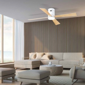Lustra LED cu Ventilator si telecomanda Sarah alb/artar 155065 universul-luminii.ro