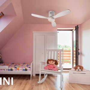 Lustra LED cu Ventilator si telecomanda Siroco MINI alb 130755 universul-luminii.ro