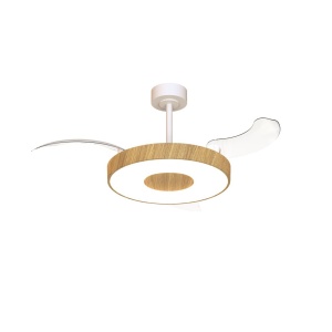 Lustra LED cu Ventilator tavan smart sistem TUYA si telecomanda COIN lemn - Img 2