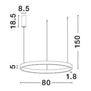 Lustra LED design circular cu iluminat sus si jos ELOWEN argintiu, diametru 80cm - Img 4