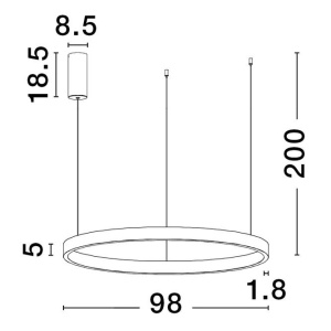 Lustra LED design circular cu iluminat sus si jos ELOWEN auriu, diametru 98cm 213795 universul-luminii.ro
