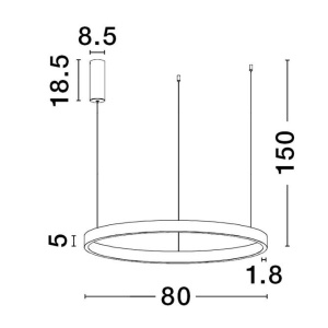 Lustra LED design circular cu iluminat sus si jos ELOWEN negru, diametru 80cm 121715 universul-luminii.ro
