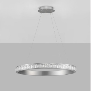 Lustra LED design circular, Otel, Argintiu, Cristal K9, ETEKEN NVL-9501215 170695 universul-luminii.ro