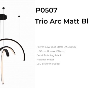 Lustra LED design decorativ modern Trio Arc Matt Black 151215 universul-luminii.ro