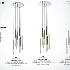 Lustra LED design minimalist cu 9 pendule One, auriu P0461-09L-B5F7 ZL - Img 3