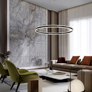 Lustra LED design modern circular 100cm Helia negru mat - Img 4