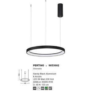Lustra LED design modern circular PERTINO negru 38W NVL-9853682 75955 universul-luminii.ro