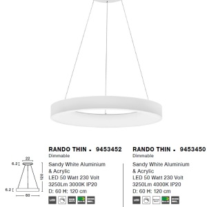 Lustra LED design modern circular RANDO THIN alba 3000K NVL-9453452 76235 universul-luminii.ro