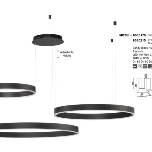 Lustra LED dimabila design circular MOTIF 3 ring negru - Img 3