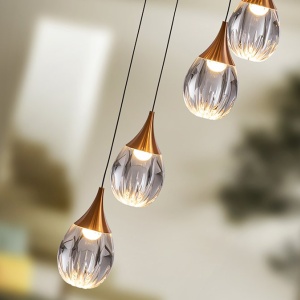 Lustra LED dimabila design modern Corina 12L negru/cupru 72125 universul-luminii.ro