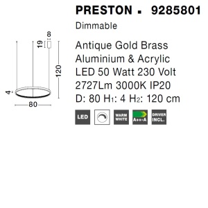 Lustra LED dimabila, design modern PRESTON, 80cm 74375 universul-luminii.ro