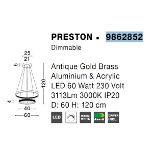 Lustra LED dimabila, design modern PRESTON 74345 universul-luminii.ro