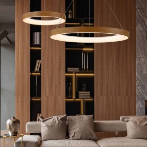 Lustra LED inteligenta design circular NISEKO II Wood 65cm 220045 universul-luminii.ro