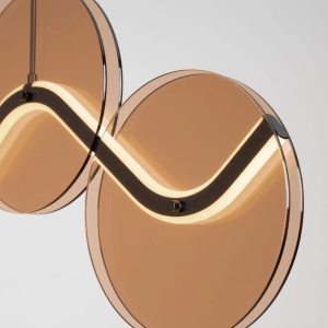 Lustra LED metal negru cu sticla champagne, HALLEY - Img 6