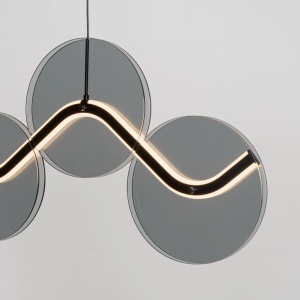 Lustra LED metal negru cu sticla fumurie, HALLEY - Img 6