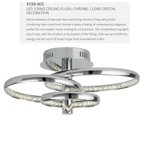 Lustra LED moderna aplicata Rings 28W 3133-3CC SRT - Img 2
