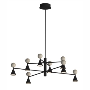 Lustra LED moderna Art Deco Bingo negru/ travertin