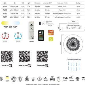 Lustra LED Smart cu Ventilator si telecomanda TIBET alb 222995 universul-luminii.ro