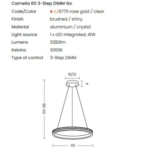 Lustra LED suspendata design circular CAMELIA 60 3-STEP DIMM - Img 2