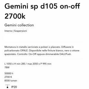 Lustra LED suspendata design circular Gemini sp d105 on-off 2700k negru 164635 universul-luminii.ro