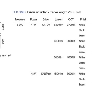 Lustra LED suspendata design circular Oz sp d60 on-off 4000k alama 240945 universul-luminii.ro