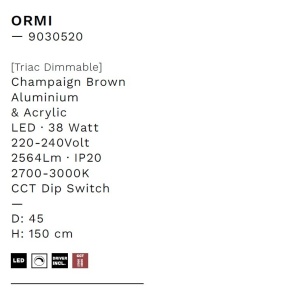 Lustra LED suspendata design modern circular ORMI brown D-45cm - Img 6