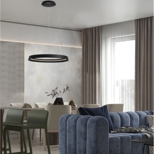 Lustra LED suspendata design modern circular ORMI negru - Img 2