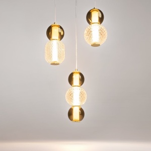 Lustra LED suspendata design modern decorativ Drop 3L auriu - Img 4