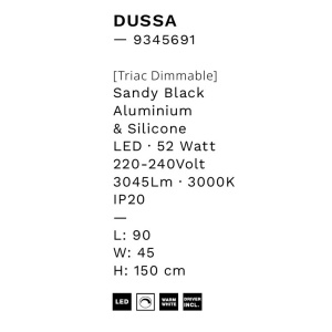 Lustra LED suspendata design modern DUSSA negru, 90x45cm 169085 universul-luminii.ro