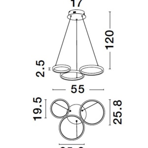 Lustra LED suspendata design modern MAGNUS R3 aurie - Img 9