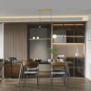 Lustra LED suspendata design modern Mila auriu - Img 2