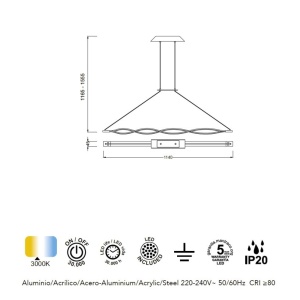 Lustra LED suspendata design modern Sahara argintie crom - Img 4
