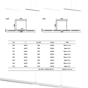 Lustra LED suspendata liniara MECA 28W alb 3000K - Img 3