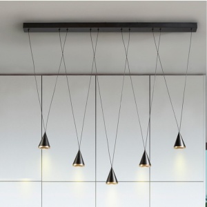 Lustra liniara cu 5 pendule suspendate LED Conic