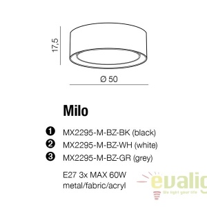 Lustra moderna aplicata 50cm MILO BK 49685 universul-luminii.ro