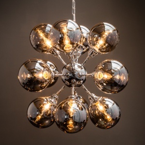 Lustra moderna cu 12 abajururi din sticla Galaxy 72cm, argintiu A-39101 VC 184435 universul-luminii.ro