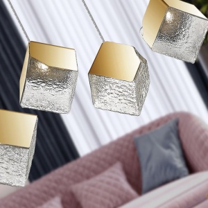 Lustra moderna cu 5 Pendule design decorativ Priscila aurie 122545 universul-luminii.ro