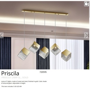 Lustra moderna cu 5 Pendule design decorativ Priscila aurie 214365 universul-luminii.ro