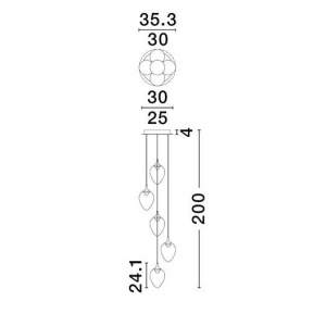Lustra moderna cu 5 pendule LED, Metal, Sticla, Champaign, Nali 245165 universul-luminii.ro