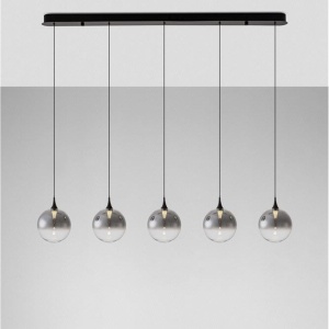 Lustra moderna cu 5 pendule LED, Metal, Sticla, Fumuriu, ORENDA 168545 universul-luminii.ro