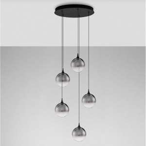 Lustra moderna cu 5 pendule LED, Metal, Sticla, Fumuriu, ORENDA 245205 universul-luminii.ro