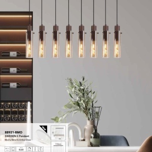 Lustra moderna cu 8 pendule Sweden II moca, chihlimbar 157505 universul-luminii.ro