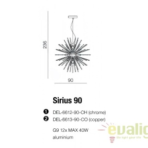 Lustra moderna design deosebit 90cm SIRIUS CH 183865 universul-luminii.ro