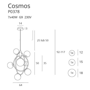 Lustra moderna design excentric COSMOS P0378 MX 86365 universul-luminii.ro