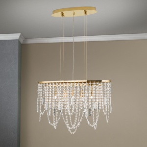 Lustra ovala din alama si cristale Schöler Kristalldesign 60x25cm, 24K gold - Img 4