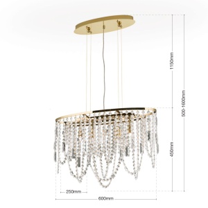 Lustra ovala din alama si cristale Schöler Kristalldesign 60x25cm, 24K gold - Img 14
