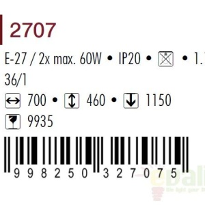 Lustra, Pendul clasic 2 brate, L-70cm, Marian 2707 RX 52675 universul-luminii.ro