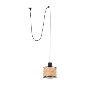 Lustra/Pendul decorativ cu cablu si stecher MAMBO 210 negru/ratan - Img 2
