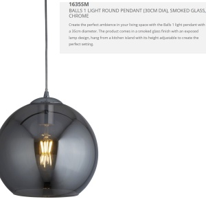 Lustra / Pendul design modern 35cm Balls crom / fumuriu 1635SM SRT 172905 universul-luminii.ro